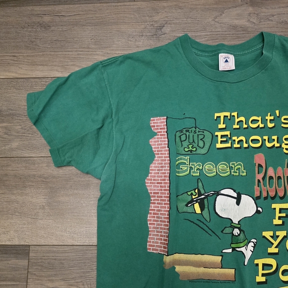 Vintage 90s Snoopy Irish St Patrick's Day Drinking Single Stitch T-Shirt Size XL - Picture 3 of 10